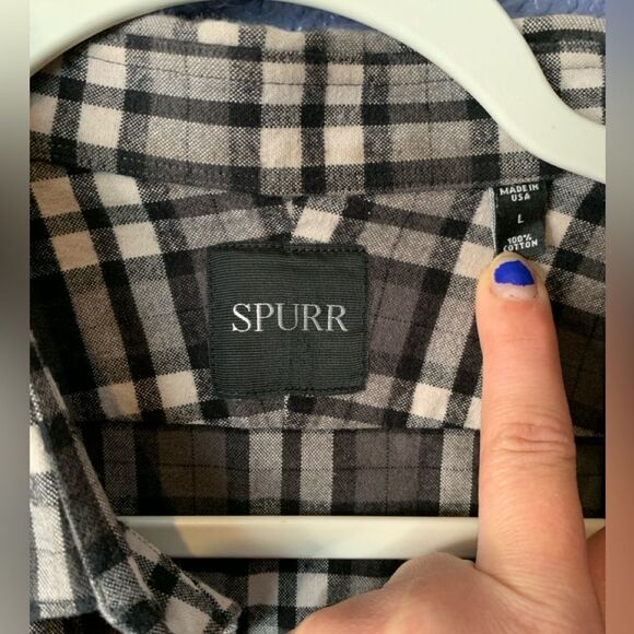 Simon Spurr Gray and Black Button Down Mens Casual Shirt | Large - Picture 2 of 3